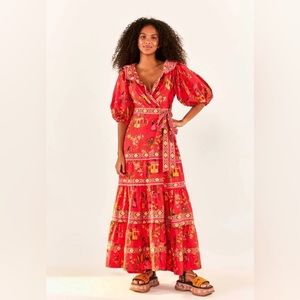 FARM Rio Red Floral Maxi Dress